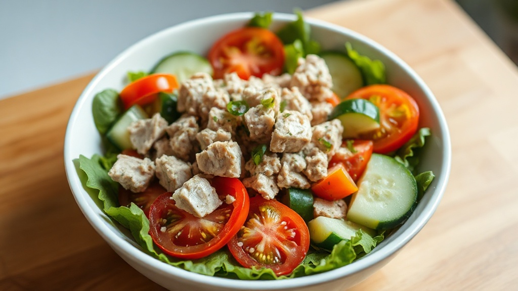Лёгкий салат с тунцом и свежими овощами